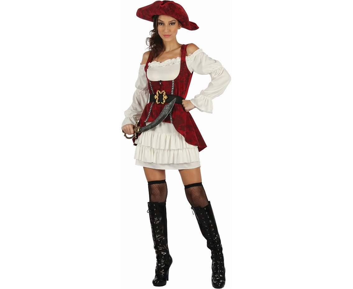 Pirate role-play set for adult  (dress, hat, corset vest, belt), size M